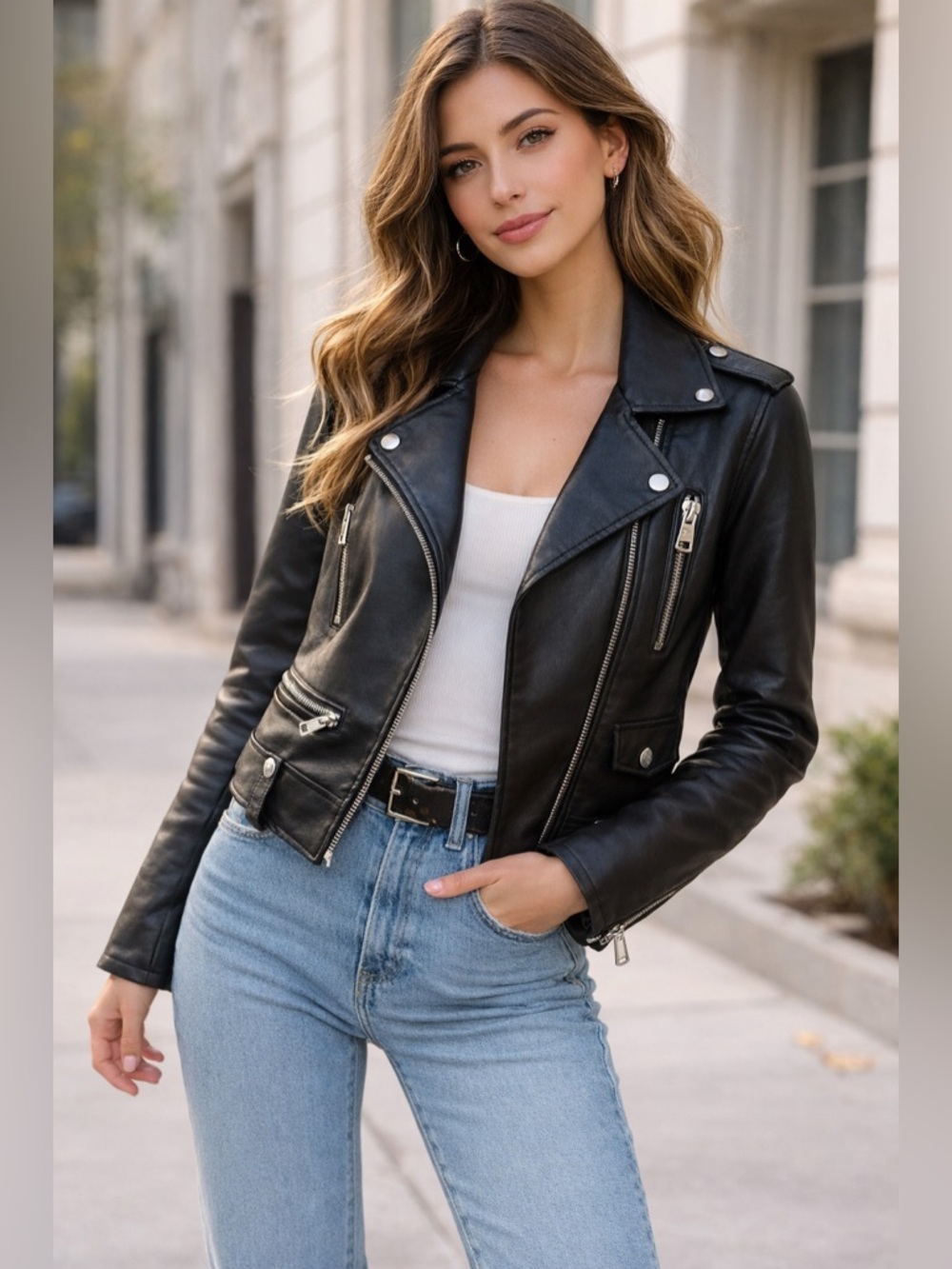 Levi’s Faux Leather Moto Jacket Black XS Biker Zip Cropped Jacket